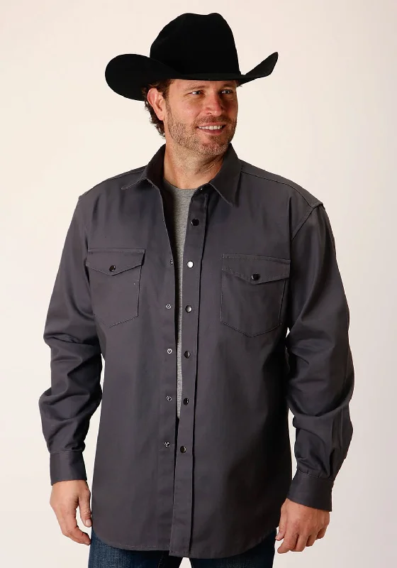 Men's Short - Sleeve Linen Casual Shirts in Light Khaki for a Breathable Summer OptionRoper Mens Brushed Twill Grey 100% Cotton L/S Shirt Men's Short - Sleeve Linen Casual Shirts in Light Khaki for a Breathable Summer OptionRoper Mens Brushed Twill Grey 100% Cotton L/S Shirt