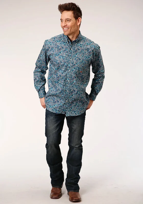 Plus Size Men's Plaid Flannel Casual Shirts in Earth Tones for a Cozy Fall OutfitRoper Mens Blue 100% Cotton Canyon Paisley BD L/S 1 Pkt Shirt Plus Size Men's Plaid Flannel Casual Shirts in Earth Tones for a Cozy Fall OutfitRoper Mens Blue 100% Cotton Canyon Paisley BD L/S 1 Pkt Shirt