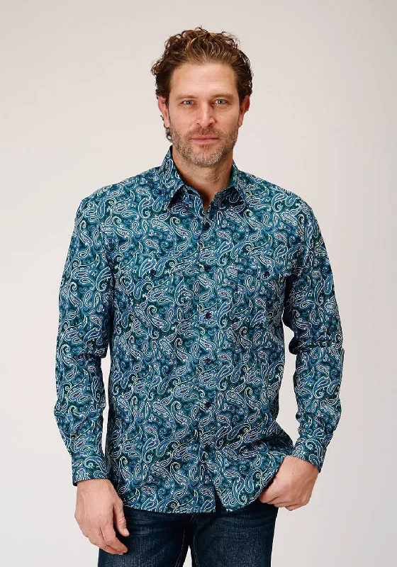 Men's Shearling - Lined Collar Casual Shirts in Brown for a Rustic and Warm AppealRoper Mens Canyon Paisley Blue 100% Cotton L/S Shirt Men's Shearling - Lined Collar Casual Shirts in Brown for a Rustic and Warm AppealRoper Mens Canyon Paisley Blue 100% Cotton L/S Shirt