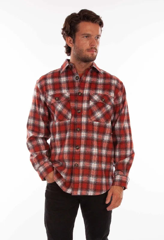 Men's Embroidered Detail Casual Shirts in Beige for a Touch of EleganceScully Mens Rust/Black Wool Blend Plaid L/S Shirt Men's Embroidered Detail Casual Shirts in Beige for a Touch of EleganceScully Mens Rust/Black Wool Blend Plaid L/S Shirt
