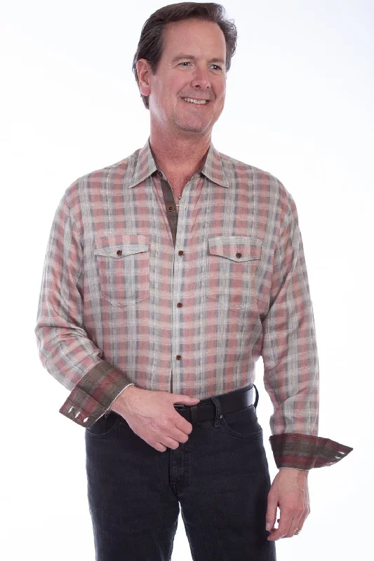Men's Stretch - Fabric Casual Shirts in Navy Blue for a Comfortable and Flexible FitScully Mens Coral 100% Tencel Bold Plaid L/S Shirt Men's Stretch - Fabric Casual Shirts in Navy Blue for a Comfortable and Flexible FitScully Mens Coral 100% Tencel Bold Plaid L/S Shirt