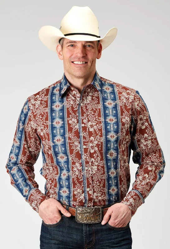 Men's Graphic - Printed Casual Shirts with Pop - Culture References for a Fun and Stylish LookRoper Mens 1893 Vertical Tropical Aztec Red 100% Cotton L/S Shirt Men's Graphic - Printed Casual Shirts with Pop - Culture References for a Fun and Stylish LookRoper Mens 1893 Vertical Tropical Aztec Red 100% Cotton L/S Shirt