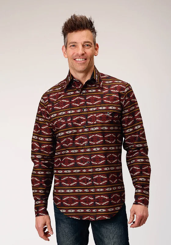Men's Stretch - Fabric Casual Shirts in Navy Blue for a Comfortable and Flexible FitRoper Mens Aztec Horizontal Red 100% Cotton L/S Shirt Men's Stretch - Fabric Casual Shirts in Navy Blue for a Comfortable and Flexible FitRoper Mens Aztec Horizontal Red 100% Cotton L/S Shirt