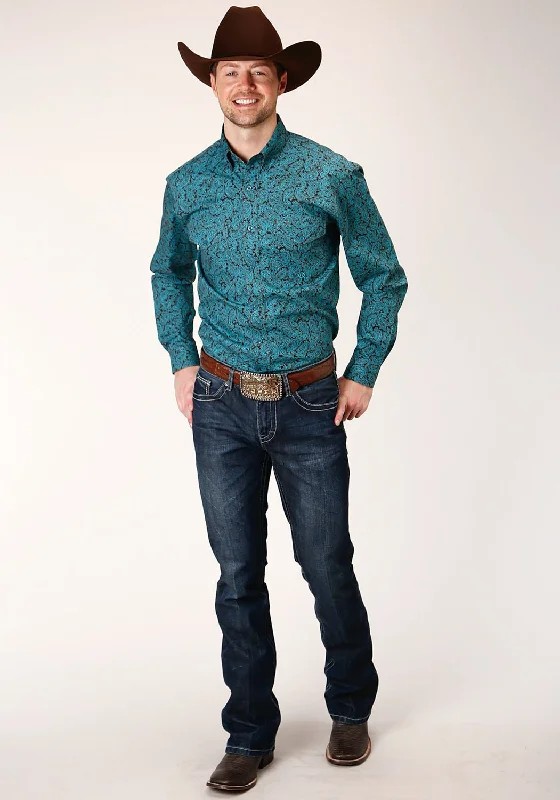 Men's Graphic - Printed Casual Shirts with Pop - Culture References for a Fun and Stylish LookRoper Mens Blue 100% Cotton Agave Paisley BD L/S Btn Shirt Men's Graphic - Printed Casual Shirts with Pop - Culture References for a Fun and Stylish LookRoper Mens Blue 100% Cotton Agave Paisley BD L/S Btn Shirt