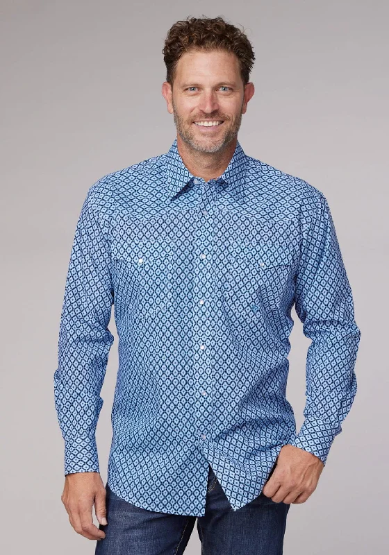 Plus Size Men's Plaid Flannel Casual Shirts in Earth Tones for a Cozy Fall OutfitRoper Mens 2023 Foulard Blue 100% Cotton L/S Shirt Plus Size Men's Plaid Flannel Casual Shirts in Earth Tones for a Cozy Fall OutfitRoper Mens 2023 Foulard Blue 100% Cotton L/S Shirt