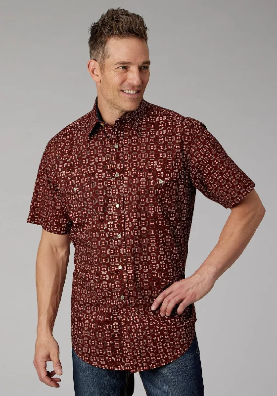 Men's Sustainable Recycled Material Casual Shirts for Eco - Conscious ConsumersRoper Mens 2005 Ikat Arrows Red 100% Cotton L/S Shirt Men's Sustainable Recycled Material Casual Shirts for Eco - Conscious ConsumersRoper Mens 2005 Ikat Arrows Red 100% Cotton L/S Shirt