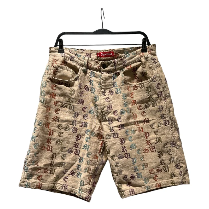 Men's plaid pattern wool blend shorts for a preppy fall styleSupreme/Shorts/30/Cotton/CRM/Monogram/ Men's plaid pattern wool blend shorts for a preppy fall styleSupreme/Shorts/30/Cotton/CRM/Monogram/