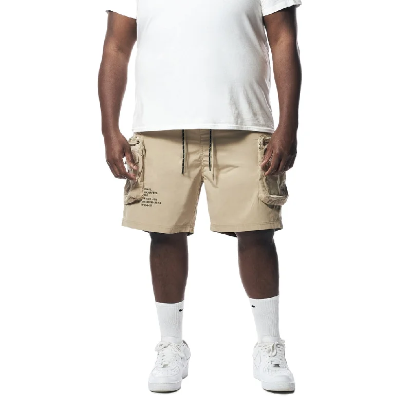 Men's breathable cotton athletic shorts for intense workoutsBig and Tall - Printed Utility Lounge Windbreaker Shorts - Khaki
