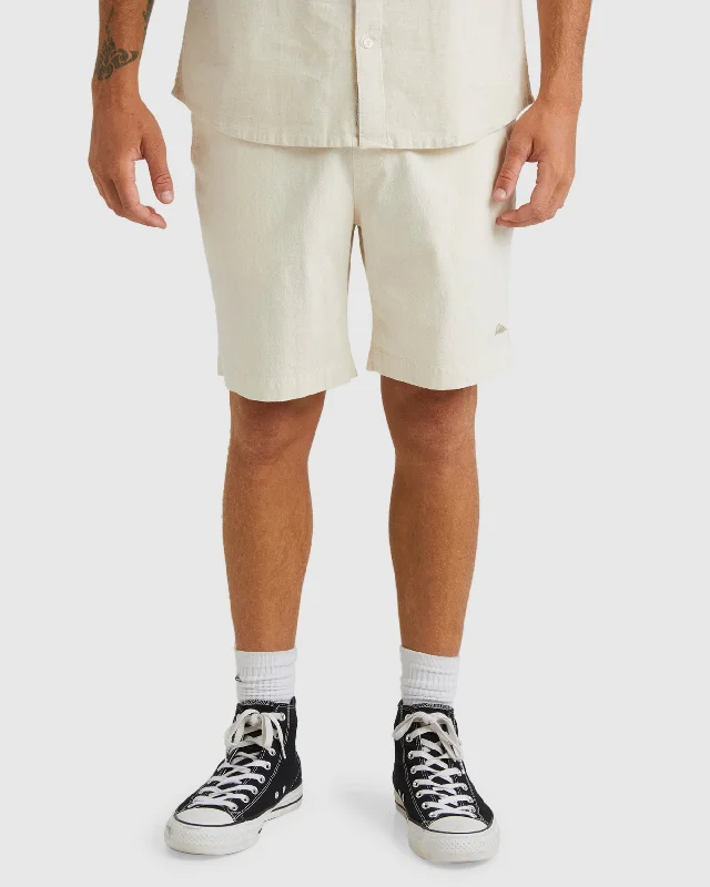 Men's elastic waistband lounge shorts for lazy weekends at homeMens Palm Waves 17" Elasticated Walk Shorts Men's elastic waistband lounge shorts for lazy weekends at homeMens Palm Waves 17" Elasticated Walk Shorts