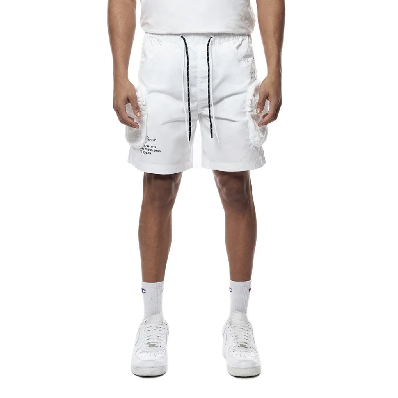 Men's camo print cargo shorts for outdoor adventuresPrinted Utility Lounge Windbreaker Shorts - White