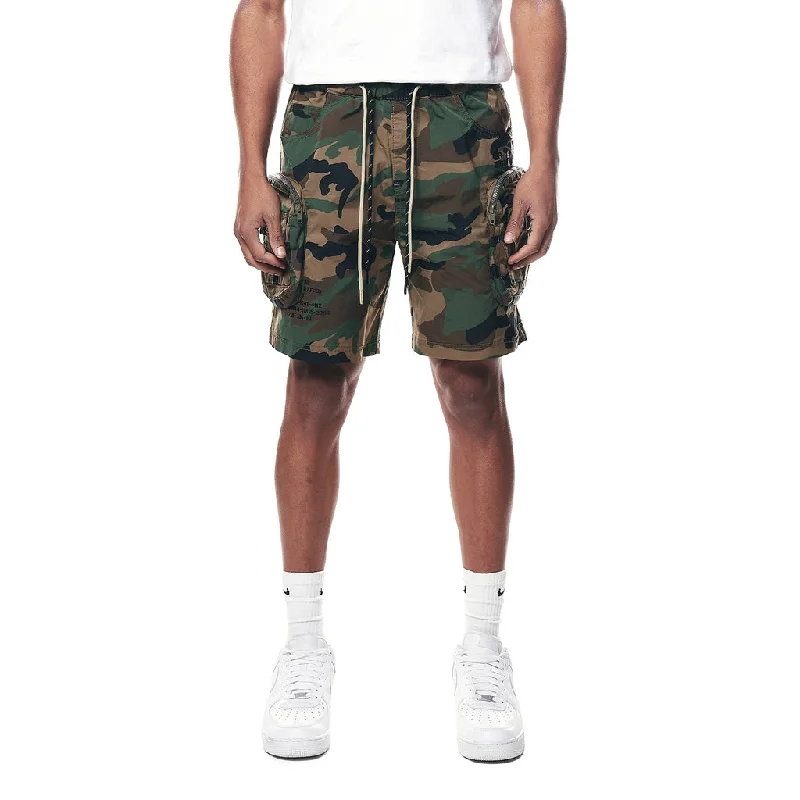 Men's ripped denim shorts for a trendy streetwear aestheticPrinted Utility Lounge Windbreaker Shorts - Wood Camo