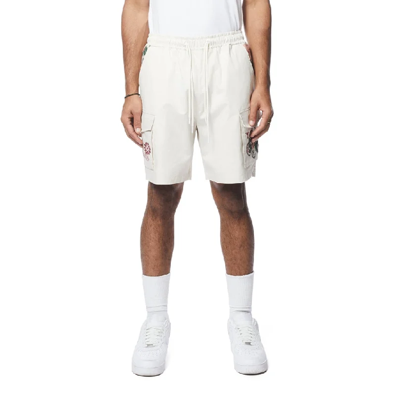 Men's floral print silk blend shorts for a unique night - out lookTapestry Shorts - Chalk