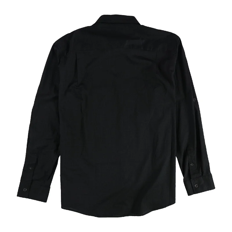 Men's Sustainable Recycled Material Casual Shirts for Eco - Conscious ConsumersAlfani Mens Roll Tab Sleeve Button Up Shirt, Black, XX-Large Men's Sustainable Recycled Material Casual Shirts for Eco - Conscious ConsumersAlfani Mens Roll Tab Sleeve Button Up Shirt, Black, XX-Large