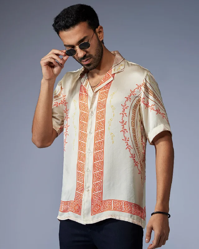 Men's Short - Sleeve Linen Casual Shirts in Light Khaki for a Breathable Summer Option100% Silk Shirt - La Paz