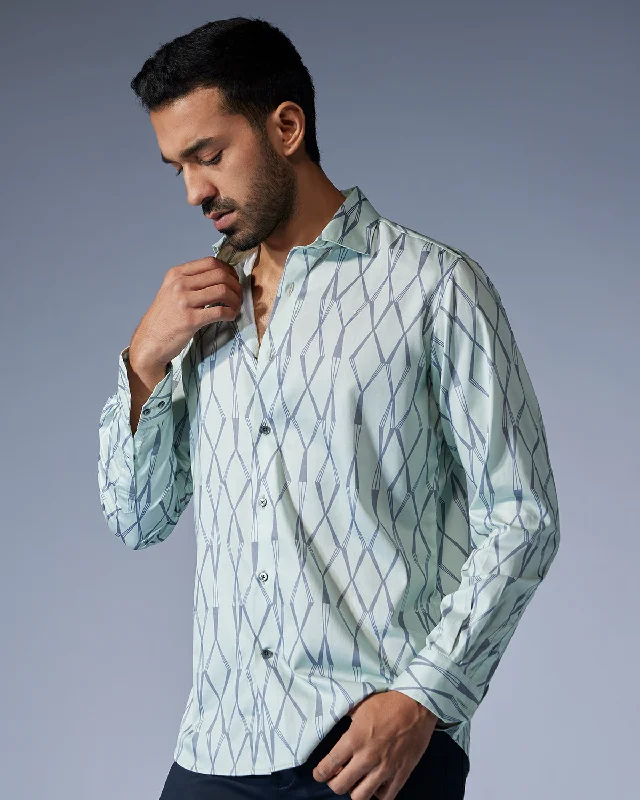 Men's Retro - Style Hawaiian Print Casual Shirts in Bold Patterns for a Tropical VacationGeometric Printed Shirt - Light Green Men's Retro - Style Hawaiian Print Casual Shirts in Bold Patterns for a Tropical VacationGeometric Printed Shirt - Light Green