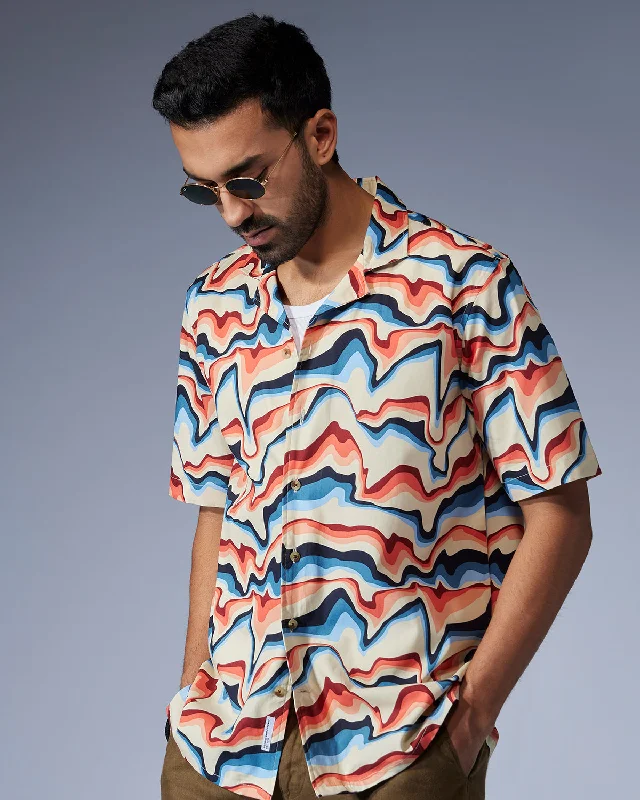 Men's Button - Down Oxford Casual Shirts in Crisp White for a Classic and Versatile StyleMarble Printed Shirt - Multicoloured Men's Button - Down Oxford Casual Shirts in Crisp White for a Classic and Versatile StyleMarble Printed Shirt - Multicoloured