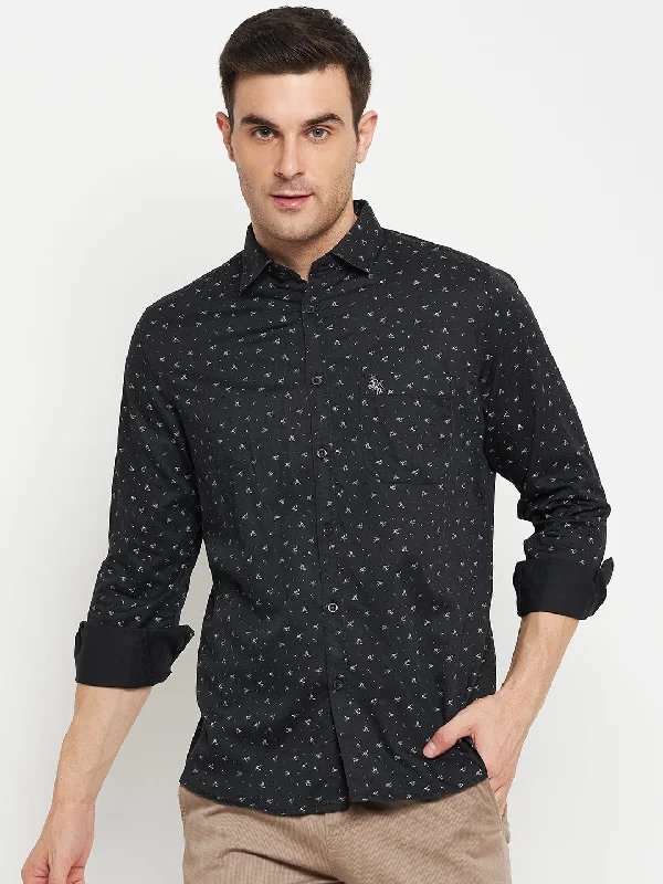 Men's Sustainable Recycled Material Casual Shirts for Eco - Conscious ConsumersMen's Black Casual Floral Ditsy Print Full Sleeve Shirt Men's Sustainable Recycled Material Casual Shirts for Eco - Conscious ConsumersMen's Black Casual Floral Ditsy Print Full Sleeve Shirt