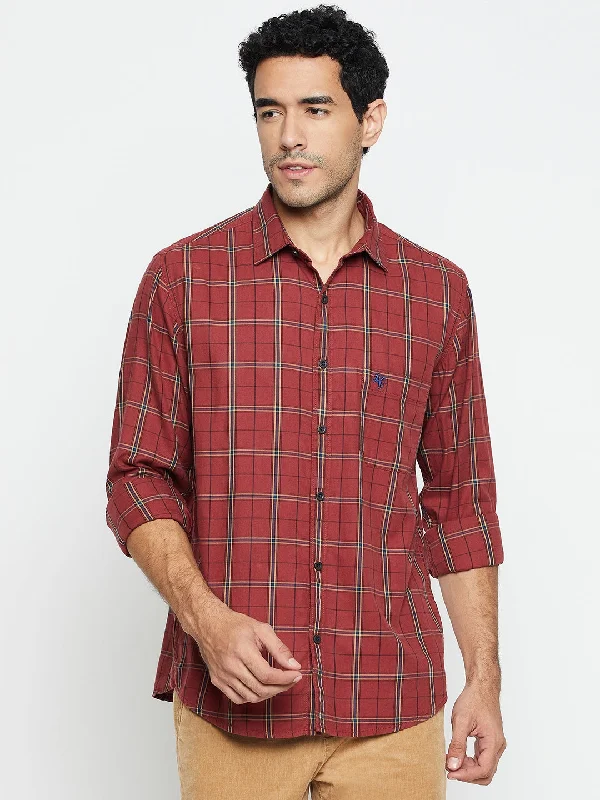 Men's Sustainable Recycled Material Casual Shirts for Eco - Conscious ConsumersMen's Maroon Casual Big Checks Full Sleeve Shirt Men's Sustainable Recycled Material Casual Shirts for Eco - Conscious ConsumersMen's Maroon Casual Big Checks Full Sleeve Shirt