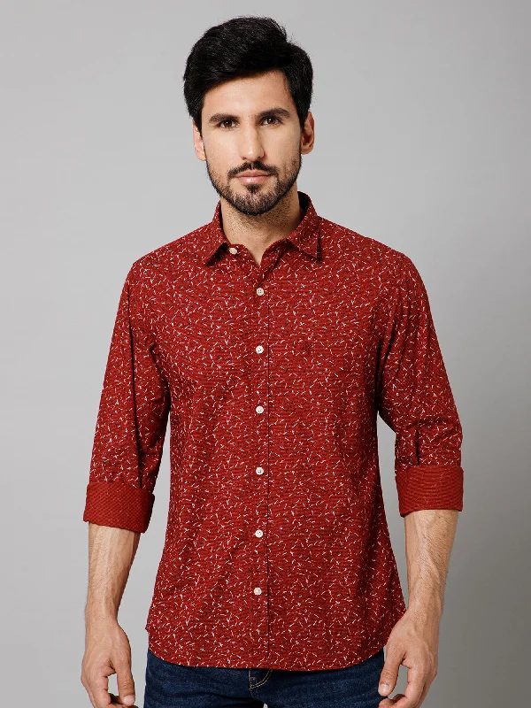Men's Slim - Fit Printed Floral Casual Shirts in Pastel Colors for a Spring - Inspired VibeMen's Maroon Casual Abstract Ditsy Print Full Sleeve Shirt Men's Slim - Fit Printed Floral Casual Shirts in Pastel Colors for a Spring - Inspired VibeMen's Maroon Casual Abstract Ditsy Print Full Sleeve Shirt