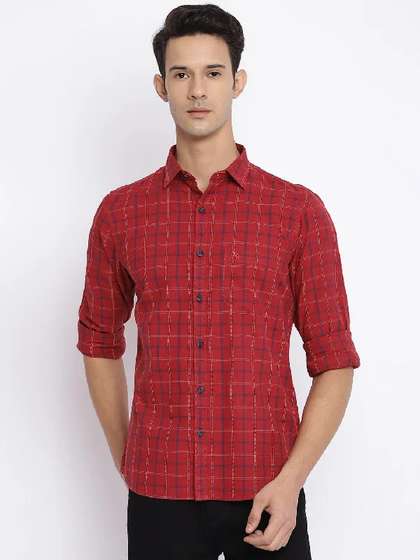 Men's Long - Line Oversized Casual Shirts in Dark Gray for a Relaxed and Modern LookMen's Red Casual Medium Checks Full Sleeve Shirt