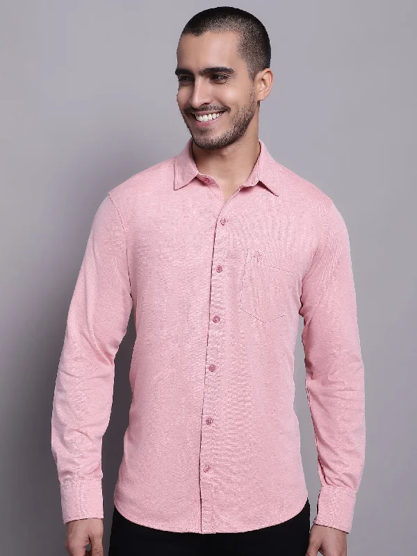 Men's Stretch - Fabric Casual Shirts in Navy Blue for a Comfortable and Flexible FitMen's Pink Casual Knit Self Textured Full Sleeve Shirt Men's Stretch - Fabric Casual Shirts in Navy Blue for a Comfortable and Flexible FitMen's Pink Casual Knit Self Textured Full Sleeve Shirt
