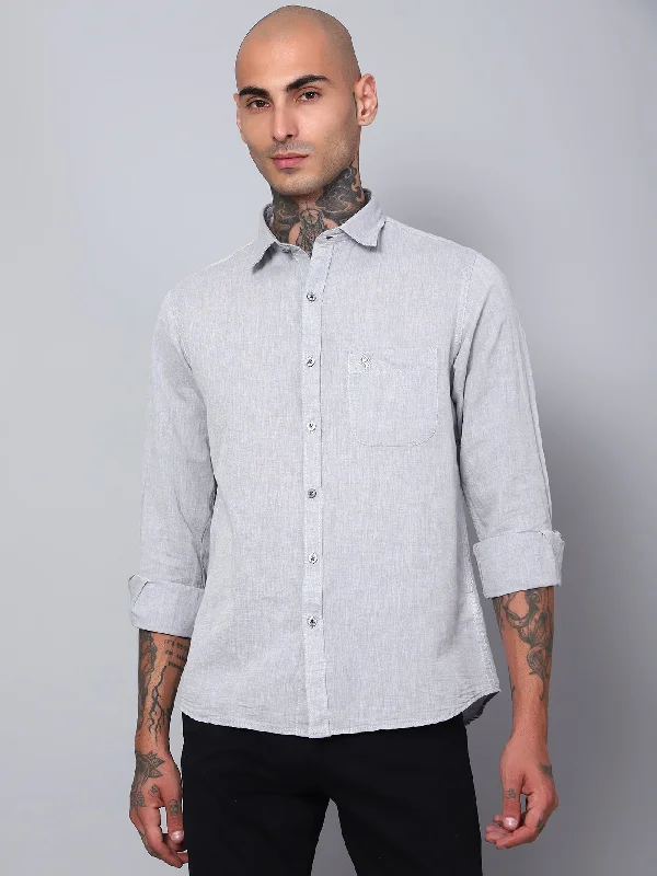 Men's Wrinkle - Resistant Polyester Blend Casual Shirts for Easy Travel and MaintenanceMen's Light Grey Casual Plain Full Sleeve Shirt Men's Wrinkle - Resistant Polyester Blend Casual Shirts for Easy Travel and MaintenanceMen's Light Grey Casual Plain Full Sleeve Shirt