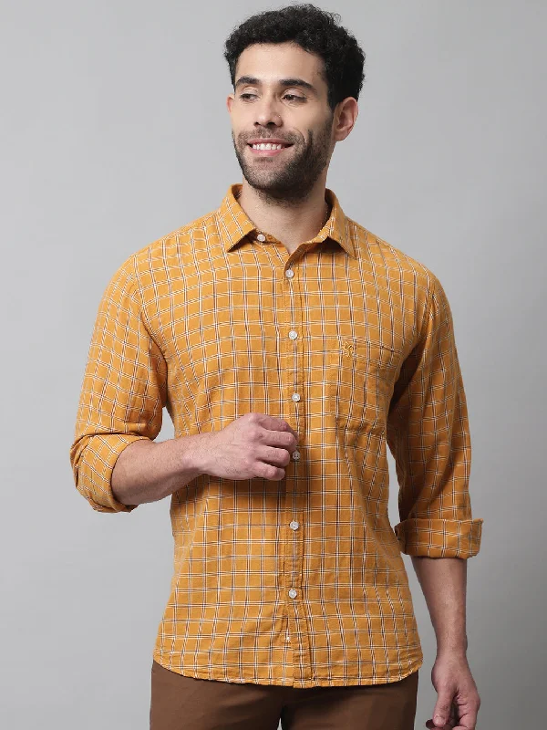 Men's Stretch - Fabric Casual Shirts in Navy Blue for a Comfortable and Flexible FitMen's Mustard Casual Medium Checks Full Sleeve Shirt Men's Stretch - Fabric Casual Shirts in Navy Blue for a Comfortable and Flexible FitMen's Mustard Casual Medium Checks Full Sleeve Shirt