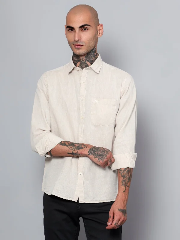 Men's Embroidered Detail Casual Shirts in Beige for a Touch of EleganceMen's Offwhite Casual Plain Full Sleeve Shirt Men's Embroidered Detail Casual Shirts in Beige for a Touch of EleganceMen's Offwhite Casual Plain Full Sleeve Shirt