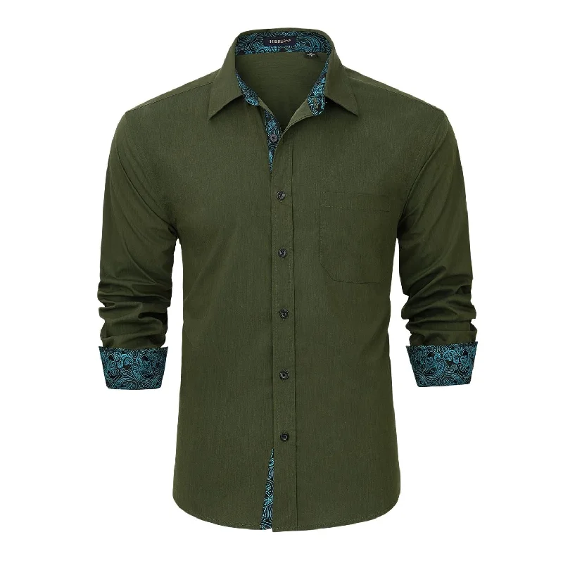 Men's Spread Collar Dress Shirts in Light Pink for a Stylish and Modern Office LookCasual Formal Shirt with Pocket - GREEN Men's Spread Collar Dress Shirts in Light Pink for a Stylish and Modern Office LookCasual Formal Shirt with Pocket - GREEN
