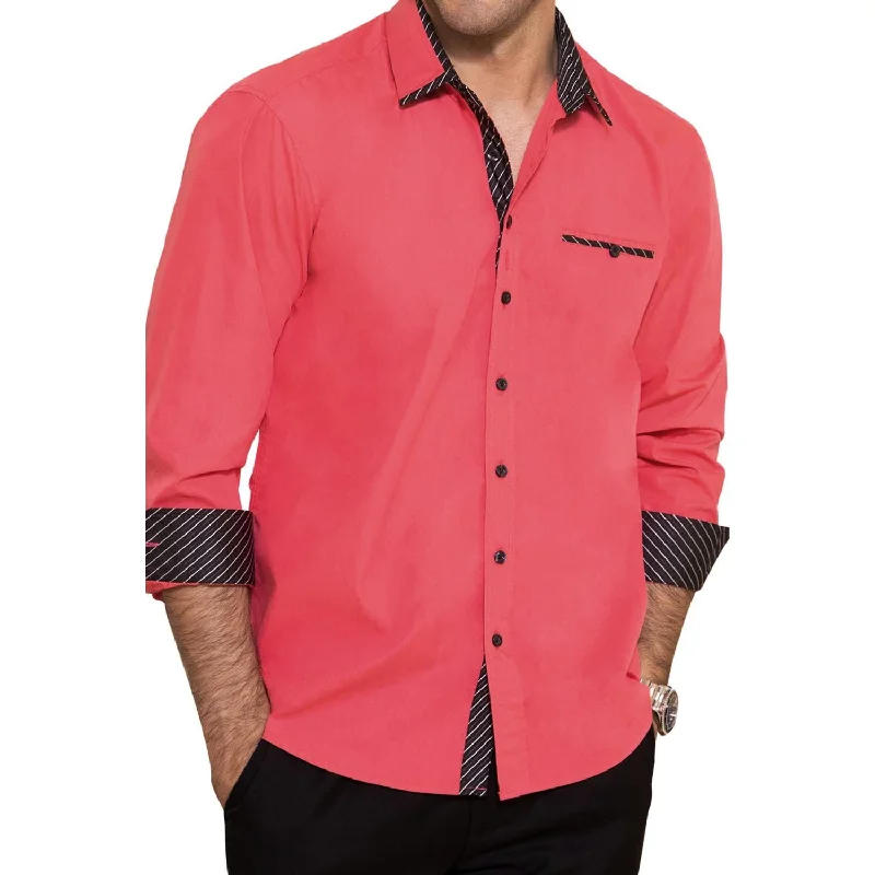 Slim Fit Men's Egyptian Cotton Dress Shirts in Crisp White for a Classic Business LookCasual Formal Shirt with Pocket - HOT PINK Slim Fit Men's Egyptian Cotton Dress Shirts in Crisp White for a Classic Business LookCasual Formal Shirt with Pocket - HOT PINK