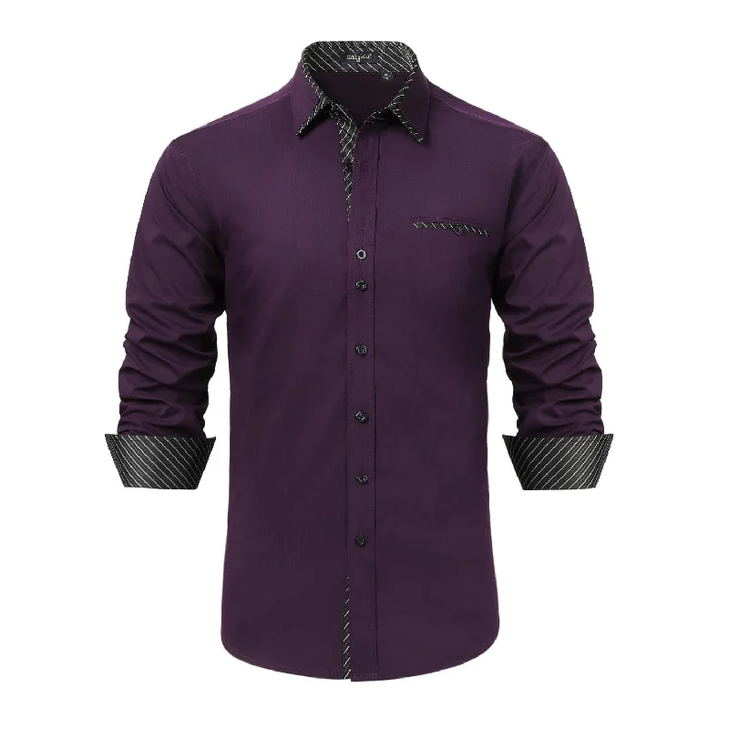 Men's Stretch Fabric Dress Shirts in Tan for a Comfortable and Flexible Fit All Day LongCasual Formal Shirt with Pocket - PURPLE Men's Stretch Fabric Dress Shirts in Tan for a Comfortable and Flexible Fit All Day LongCasual Formal Shirt with Pocket - PURPLE