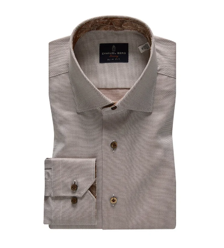 Men's Moisture - Wicking Performance Fabric Casual Shirts for Outdoor ActivitiesDobby Sport Luxury Shirt SF17496 Brown Men's Moisture - Wicking Performance Fabric Casual Shirts for Outdoor ActivitiesDobby Sport Luxury Shirt SF17496 Brown