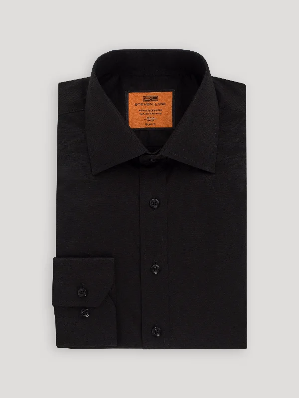 Men's Button - Down Collar Dress Shirts in Creamy Ivory for a Semi - Formal EventPoplin Dress Shirt | Trim Fit | Black Men's Button - Down Collar Dress Shirts in Creamy Ivory for a Semi - Formal EventPoplin Dress Shirt | Trim Fit | Black