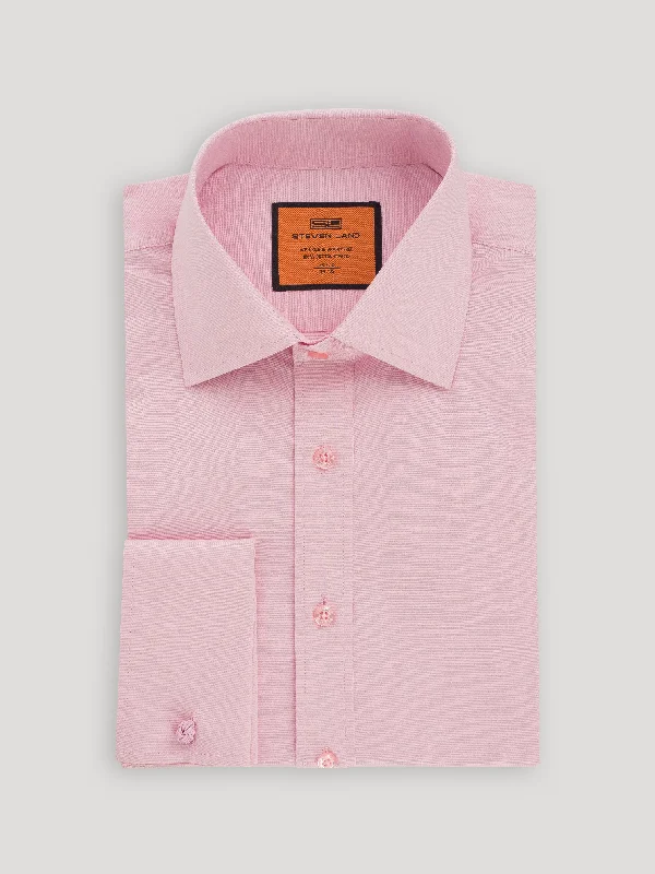 Men's Semi - Fitted Dress Shirts in Emerald Green with Mitered Cuffs for a Polished AppearancePoplin Dress Shirt | French Cuff | 100% Cotton | Pink Men's Semi - Fitted Dress Shirts in Emerald Green with Mitered Cuffs for a Polished AppearancePoplin Dress Shirt | French Cuff | 100% Cotton | Pink