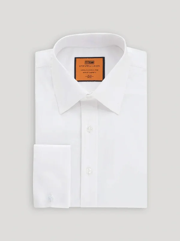 Men's Double - Cuff Dress Shirts in Burgundy with Monogramming Option for a Personalized TouchSteven Land Poplin Dress Shirt | French Cuff | 100% Cotton | White Men's Double - Cuff Dress Shirts in Burgundy with Monogramming Option for a Personalized TouchSteven Land Poplin Dress Shirt | French Cuff | 100% Cotton | White