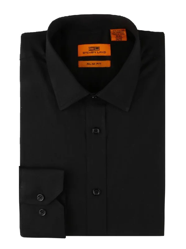 Men's Tailored Fit Linen Blend Dress Shirts in Beige for a Summer Wedding AttireSteven Land Performance Stretch Dress Shirt | Slim Fit | Black Men's Tailored Fit Linen Blend Dress Shirts in Beige for a Summer Wedding AttireSteven Land Performance Stretch Dress Shirt | Slim Fit | Black