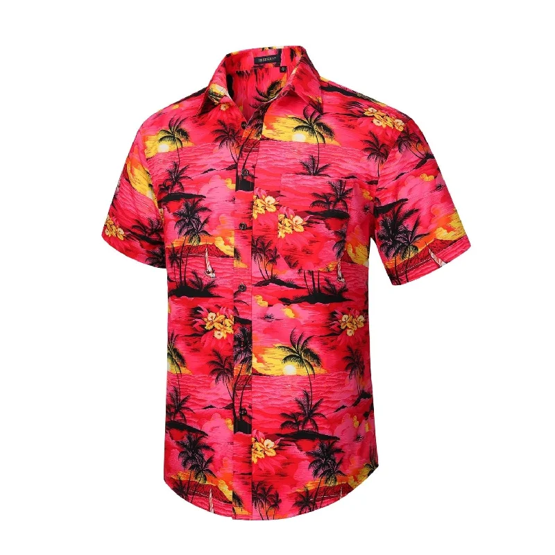 Plus Size Men's Paisley Print Dress Shirts in Burgundy for a Traditional and Elegant LookFunky Hawaiian Shirts with Pocket - A2-RED PALM Plus Size Men's Paisley Print Dress Shirts in Burgundy for a Traditional and Elegant LookFunky Hawaiian Shirts with Pocket - A2-RED PALM