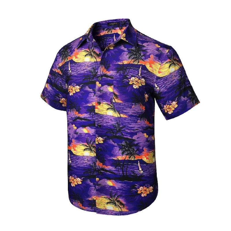 Men's French Cuff Dress Shirts in Charcoal Grey with Mother - of - Pearl Buttons for a Formal OccasionFunky Hawaiian Shirts with Pocket - A3-PURPLE Men's French Cuff Dress Shirts in Charcoal Grey with Mother - of - Pearl Buttons for a Formal OccasionFunky Hawaiian Shirts with Pocket - A3-PURPLE