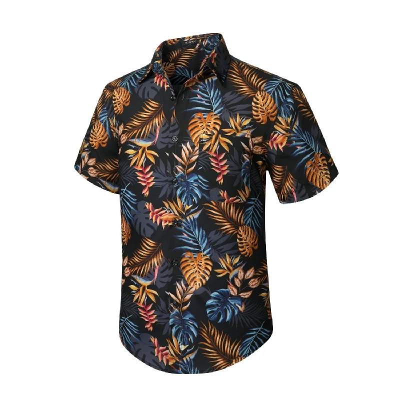 Men's Moisture - Wicking Dress Shirts in Charcoal for a Cool and Dry Feeling at WorkFunky Hawaiian Shirts with Pocket - A6-BLACK ORANGE Men's Moisture - Wicking Dress Shirts in Charcoal for a Cool and Dry Feeling at WorkFunky Hawaiian Shirts with Pocket - A6-BLACK ORANGE