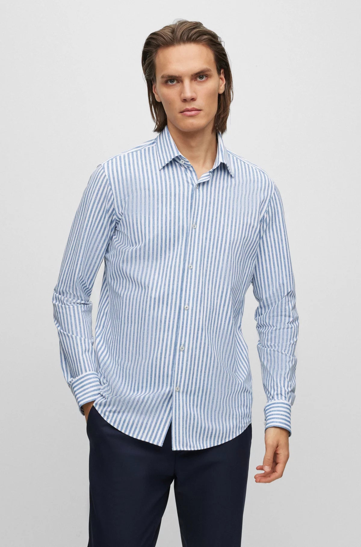 Men's Moisture - Wicking Performance Fabric Casual Shirts for Outdoor ActivitiesP-Joe Regular-Fit Shirt In Striped Performance - Stretch 50490411 Men's Moisture - Wicking Performance Fabric Casual Shirts for Outdoor ActivitiesP-Joe Regular-Fit Shirt In Striped Performance - Stretch 50490411