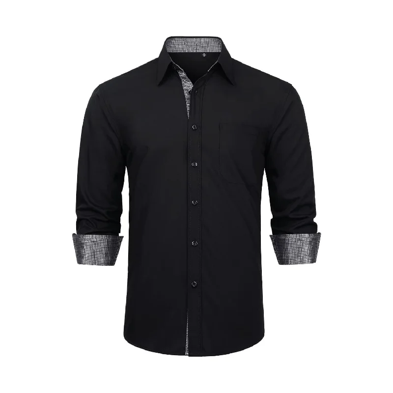 Men's Cotton Poplin Dress Shirts in Royal Blue with a Box Pleat at the Back for Added ComfortMen's Patchwork Dress Shirt with Pocket - A2-BLACK Men's Cotton Poplin Dress Shirts in Royal Blue with a Box Pleat at the Back for Added ComfortMen's Patchwork Dress Shirt with Pocket - A2-BLACK
