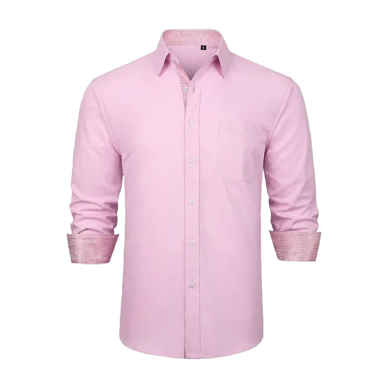 Men's Luxury Cashmere Blend Dress Shirts in Dark Brown for a High - End and Comfortable WearMen's Patchwork Dress Shirt with Pocket - C2-PINK Men's Luxury Cashmere Blend Dress Shirts in Dark Brown for a High - End and Comfortable WearMen's Patchwork Dress Shirt with Pocket - C2-PINK