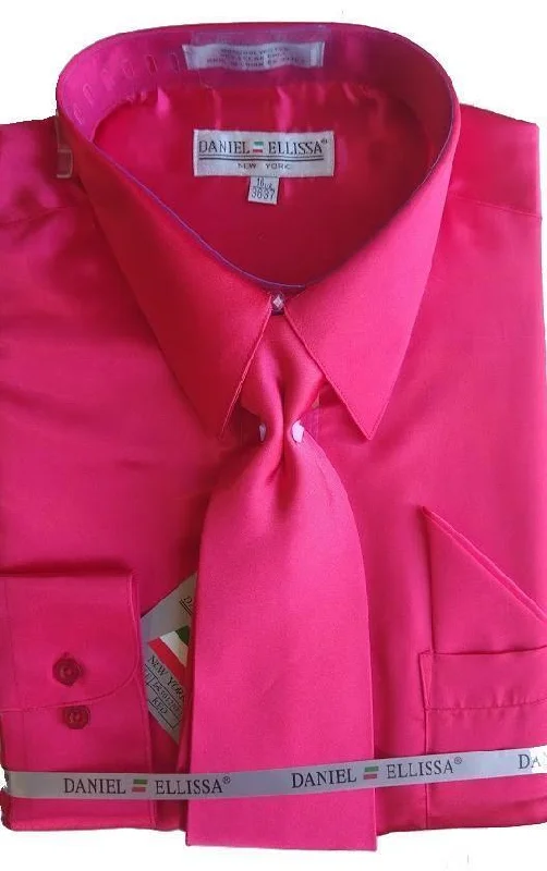 Men's Organic Cotton Casual Shirts with a Soft Handfeel for Everyday ComfortFuchsia Satin Dress Shirt Set with Matching Tie & Pocket Square Men's Organic Cotton Casual Shirts with a Soft Handfeel for Everyday ComfortFuchsia Satin Dress Shirt Set with Matching Tie & Pocket Square