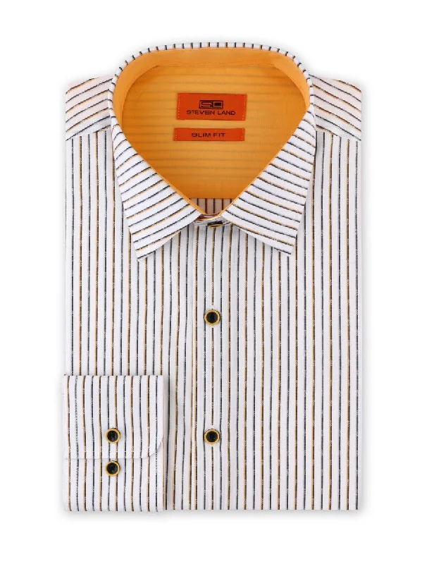 Men's Moisture - Wicking Dress Shirts in Charcoal for a Cool and Dry Feeling at WorkContrast Stripe Dress Shirt for Men | Gold Men's Moisture - Wicking Dress Shirts in Charcoal for a Cool and Dry Feeling at WorkContrast Stripe Dress Shirt for Men | Gold