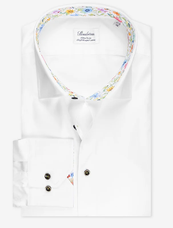 Men's Wrinkle - Resistant Polyester Blend Casual Shirts for Easy Travel and MaintenanceContrast Twill Shirt White Men's Wrinkle - Resistant Polyester Blend Casual Shirts for Easy Travel and MaintenanceContrast Twill Shirt White
