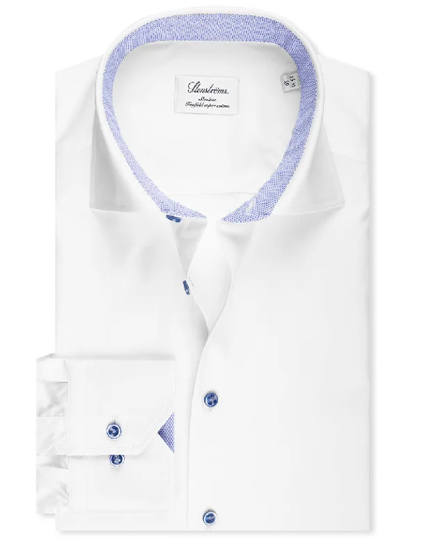Men's Slim - Fit Printed Floral Casual Shirts in Pastel Colors for a Spring - Inspired VibeWhite Plain Contrast Button With Inlay Slim Fit Shirt Men's Slim - Fit Printed Floral Casual Shirts in Pastel Colors for a Spring - Inspired VibeWhite Plain Contrast Button With Inlay Slim Fit Shirt
