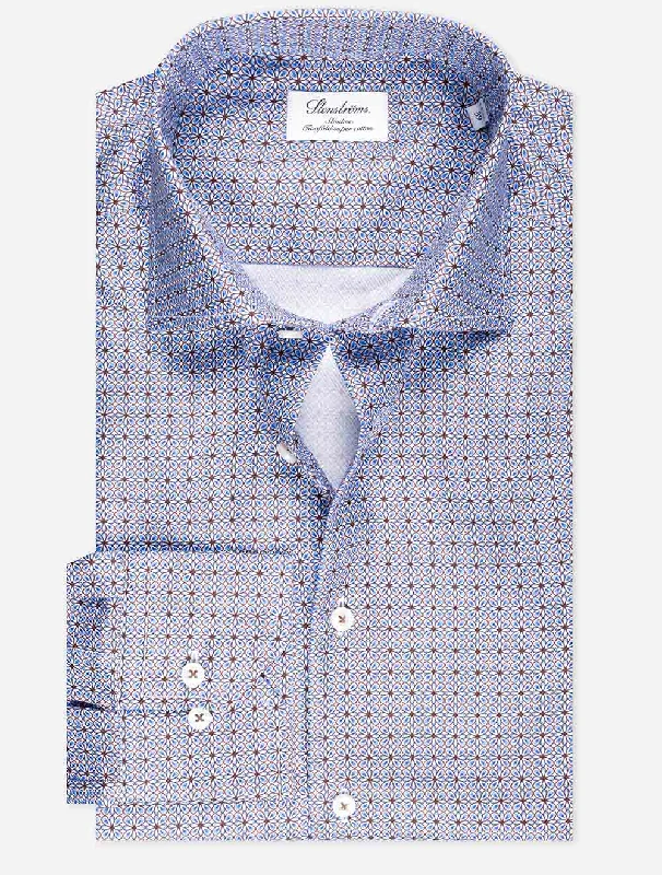 Men's Embroidered Detail Casual Shirts in Beige for a Touch of EleganceGeometric Pattern Shirt Blue Men's Embroidered Detail Casual Shirts in Beige for a Touch of EleganceGeometric Pattern Shirt Blue