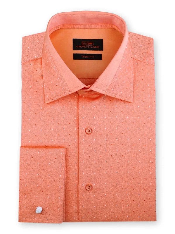 Plus Size Men's Patterned Dress Shirts in Subtle Checks for a Smart - Casual Office EnsembleSteven Land | Dobby Dots Dress Shirt | Peach | TA1807 Plus Size Men's Patterned Dress Shirts in Subtle Checks for a Smart - Casual Office EnsembleSteven Land | Dobby Dots Dress Shirt | Peach | TA1807