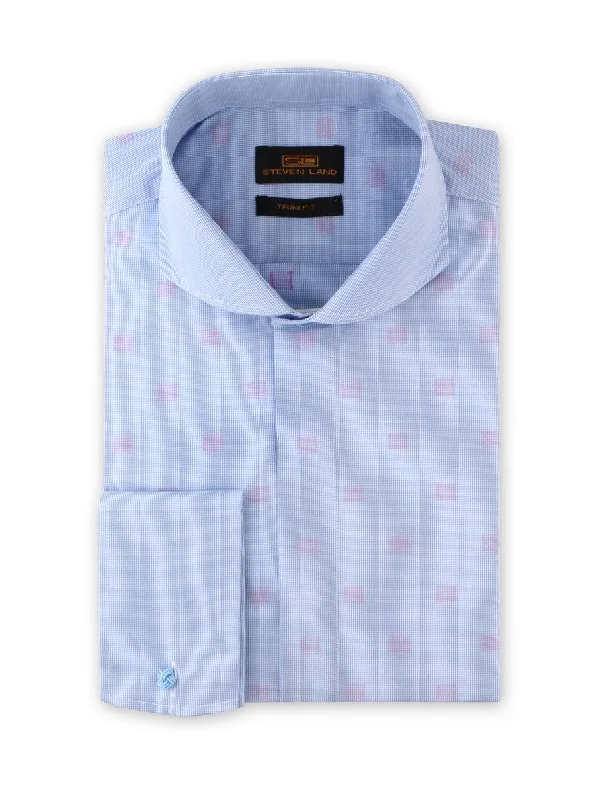Plus Size Men's Italian - Made Silk Blend Dress Shirts in Navy Blue for a Sophisticated AppealShadow Blocks Dress Shirt | Blue Plus Size Men's Italian - Made Silk Blend Dress Shirts in Navy Blue for a Sophisticated AppealShadow Blocks Dress Shirt | Blue
