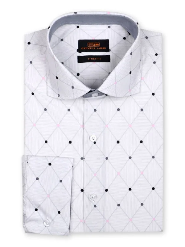 Men's Easy - Care Dress Shirts in Light Grey with a Self - Stripe Pattern for a Refined LookDress Shirt | Model TA763 | Trim Fit | 100% Cotton | Cutaway Collar | Single Cuff | Color: White Men's Easy - Care Dress Shirts in Light Grey with a Self - Stripe Pattern for a Refined LookDress Shirt | Model TA763 | Trim Fit | 100% Cotton | Cutaway Collar | Single Cuff | Color: White